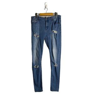 Roxy Women's Light Wash Mid Rise Distressed Denim Jeans